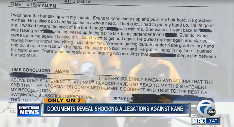 Illustration for article titled Court Documents: Evander Kane Grabbed Women's Necks At Bar, Fought With Bouncer